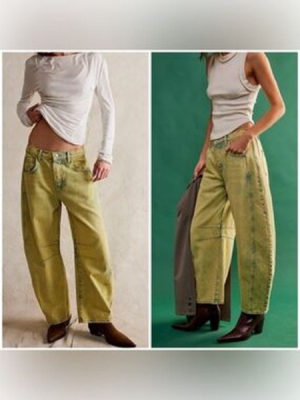 We The Free Jeans Women’s 27 Yellow Lucky You Barrel Jean Mid Rise